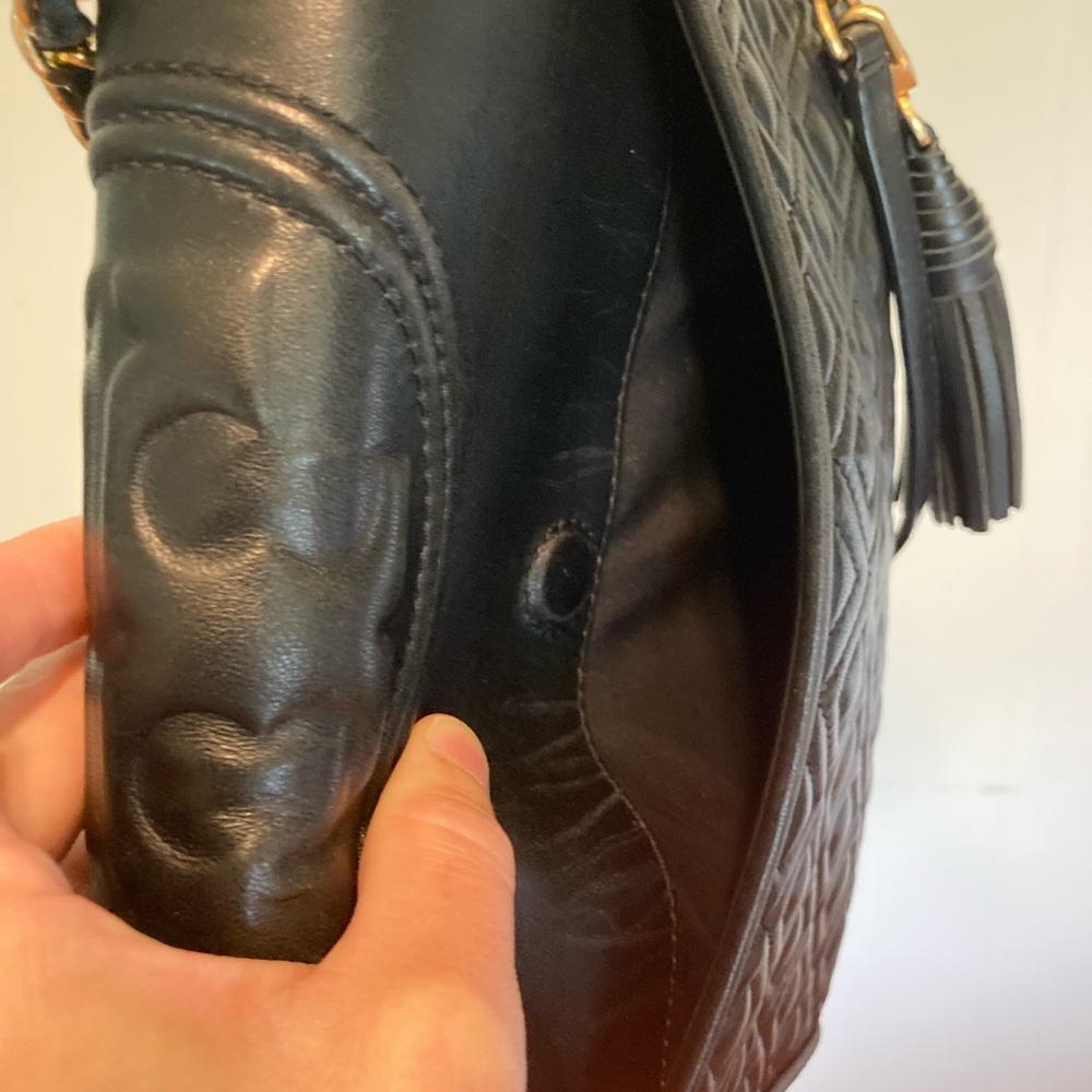 Tory Burch Fleming Convertible Shoulder Bag - Black Leather - Picture 11 of 14